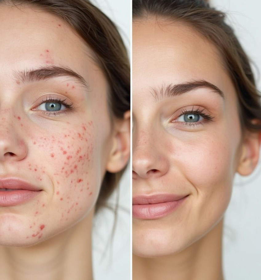 Skin transformation before after